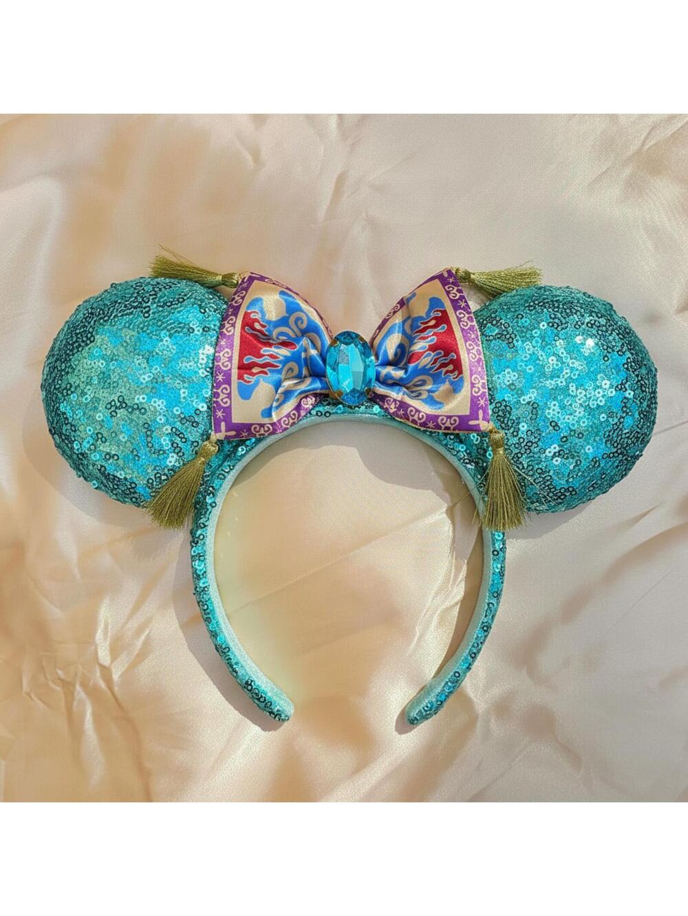 Aladdin Jasmine Magic Carpet Bow Sequin Palace Green Minnie Ears Headband